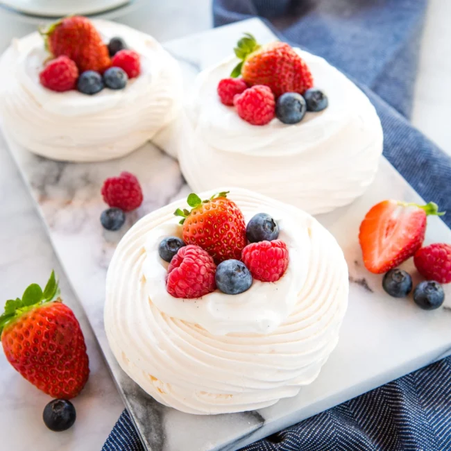 meringue nests with berries and vanilla cream 1 2